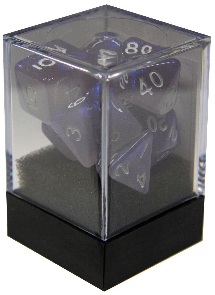 Набор кубиков для настольных ролевых игр (Dungeons and Dragons DnD D&D Pathfinder) - Единорог: Аврора Туманная Синяя