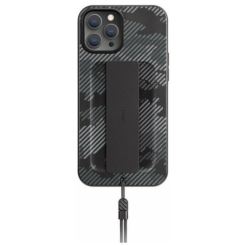 фото Чехол uniq для iphone 12 pro max heldro +band de anti-microbial, charcoal camo