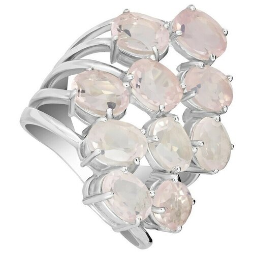 Кольцо Lazurit Online, серебро, 925 проба, кварц, размер 16, розовый