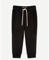 Чёрные спортивные брюки Jogger со стёгаными вставками для мальчика Gloria Jeans, размер 7-8л/128