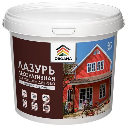 Лазурь декоративная с антисептиком Organa Coloured Varnish, цвет фисташка, 3 кг