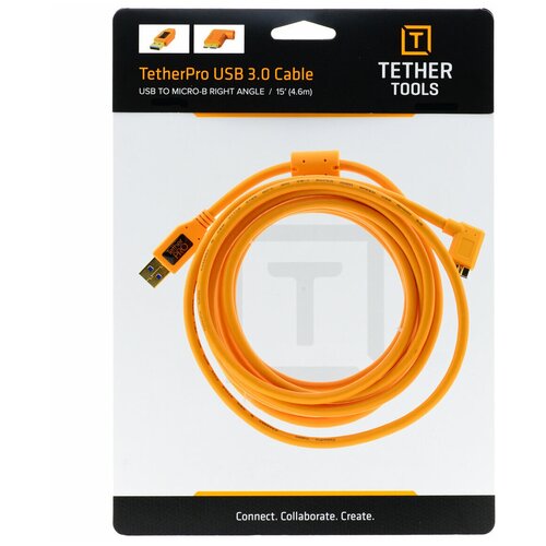 Кабель Tether Tools TetherPro USB 3.0 to Micro-B Right Angle 4.6m Orange (CU61RT15-ORG) кабель tether tools tetherpro usb c to usb c 1m orange cuc03 org