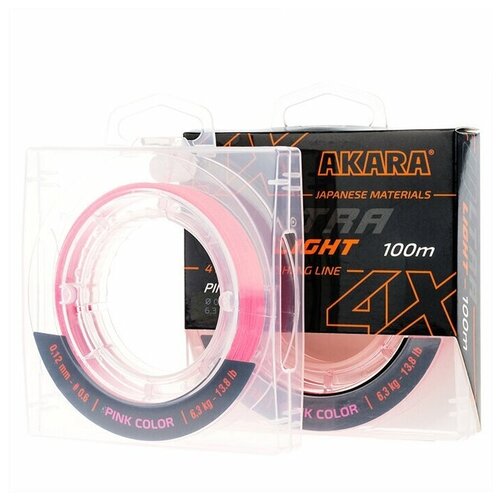 шнур рыболовный плетеный akara ultra light orange 100 м 0 06 Шнур рыболовный плетеный Akara Ultra Light Pink 100 м 0,08