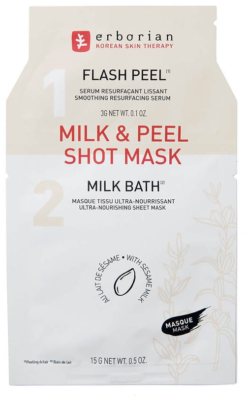 Erborian тканевая маска Milk & Peel Shot Mask, 18 г, 36 мл