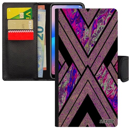 фото Защитный чехол-книжка для // galaxy s7 edge // "икс-орнамент" треугольник рисунок, utaupia, синий