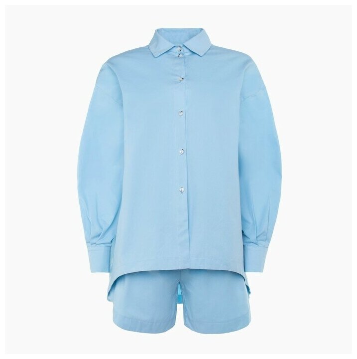 Комплект Minaku, шорты, рубашка, длинный рукав, размер 48, голубой - фотография № 17