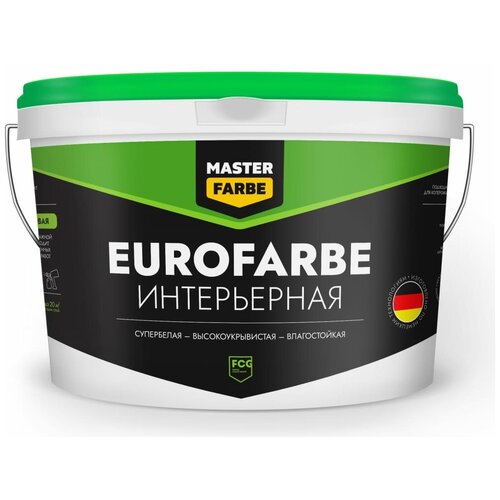 Влагостойкая водно-дисперсионная краска MASTERFARBE Eurofarbe краска водно дисперсионная vincent interieur mat 3 влагостойкая моющаяся глубокоматовая белый 0 8 л