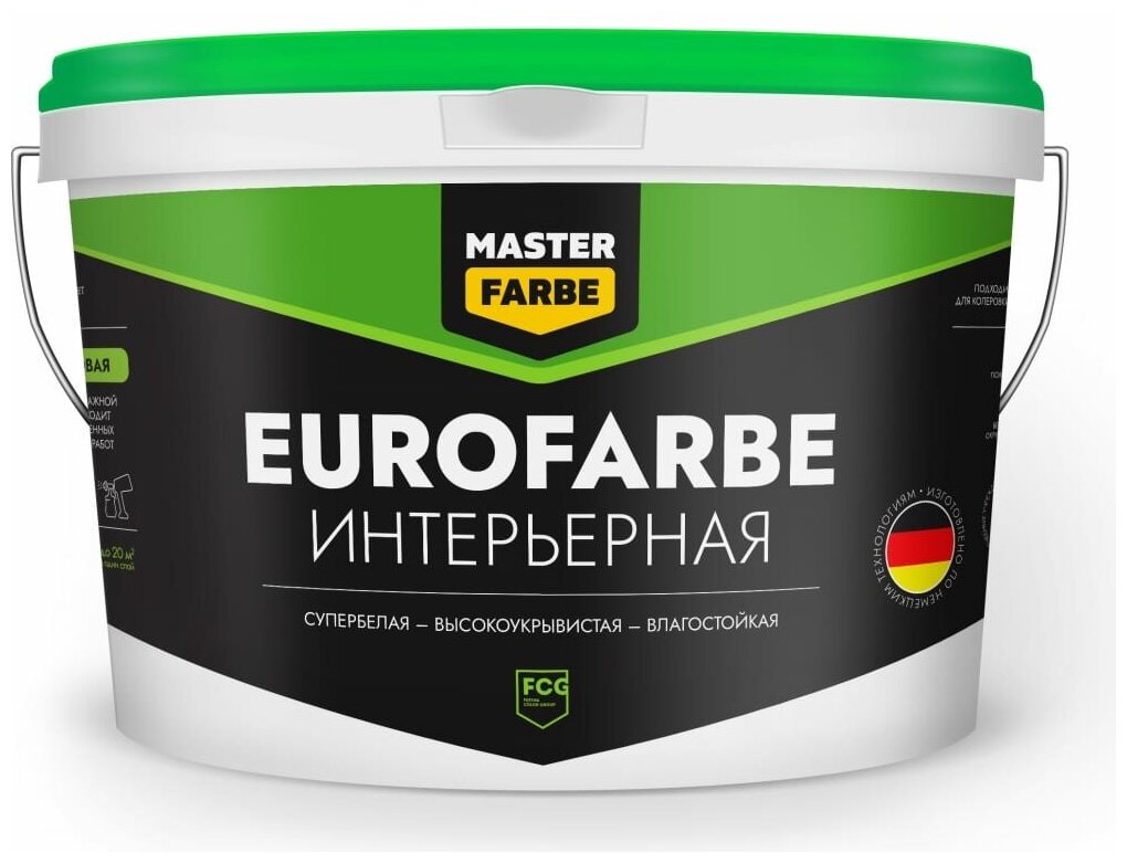 Влагостойкая водно-дисперсионная краска MASTER FARBE Eurofarbe