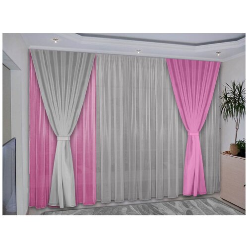 фото Реалтекс классические шторы midnight цвет: розовый, серый