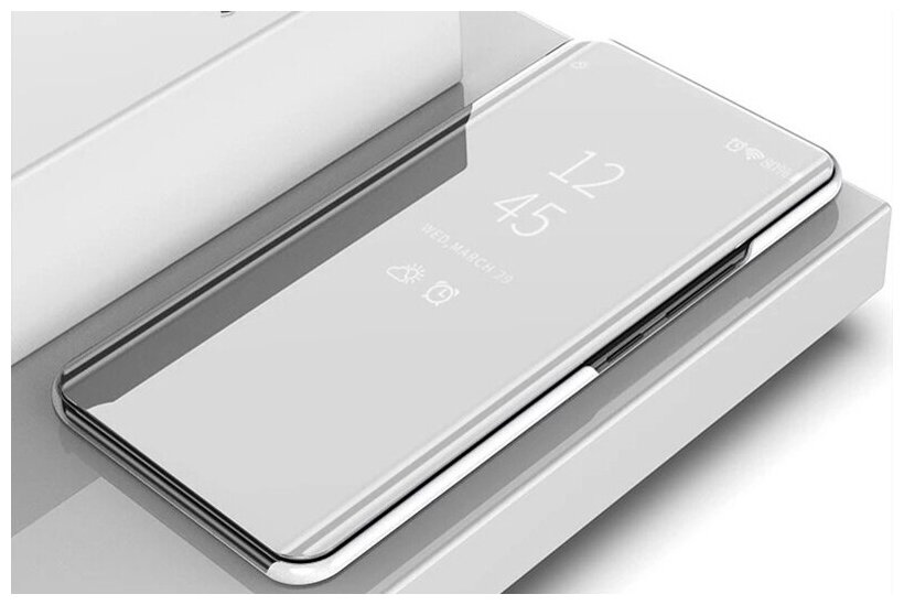 Чехол-книжка MyPads для Samsung Galaxy S9 SM-G960 с дизайном Clear View Cover с полупрозрачной пластиковой крышкой с зеркальной поверхностью сере.