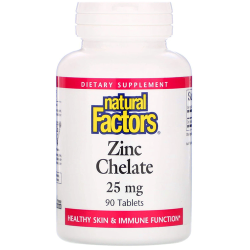 Таблетки Natural Factors Zinc Chelate, 180 г, 25 мг, 90 шт.