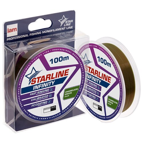 IAM, Монофильная леска Starline Infinity, 100м, 0.148мм, chameleon green