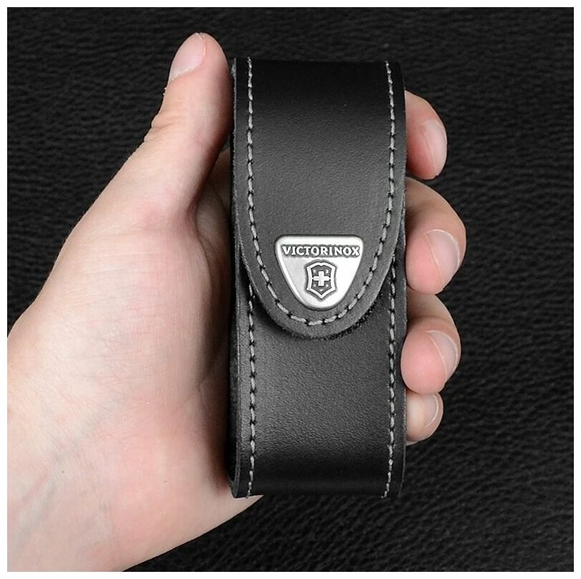 Чехол из нат.кожи Victorinox Leather Belt Pouch (4.0520.3) черный с застежкой на липучке без упаковк - фото №6