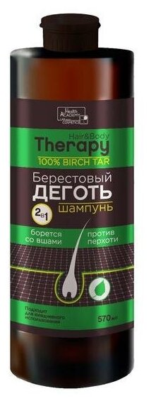 Шампунь 2в1 «Берестовый деготь» антипедикулез антиперхоть серии "Hair and Body Therapy", 570 мл 7387