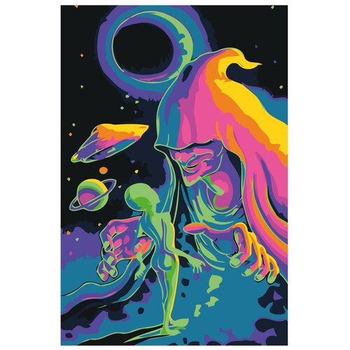 Картина по номерам, Живопись по номерам, 48 x 72, FU26, психоделический, комета, планеты, космос, поп-арт картина по номерам живопись по номерам 48 x 72 fu25 грибы психоделический лес комета планеты космос поп арт