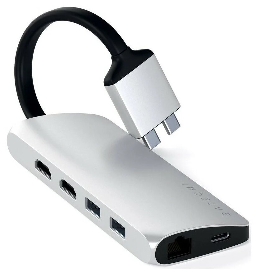 Мульти хаб Satechi Type-C Dual Multimedia Adapter серебристый (ST-TCDMMAS)