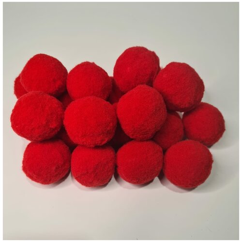Товары для декорирования. Помпоны плюшевые. Цвет красный. Диаметр 4 см. Упаковка 40 шт.