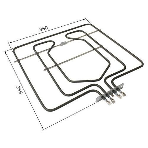 ТЭН для духовки 900/2000W, 230V, верхний с грилем (LA GERMANIA) 365х360 мм