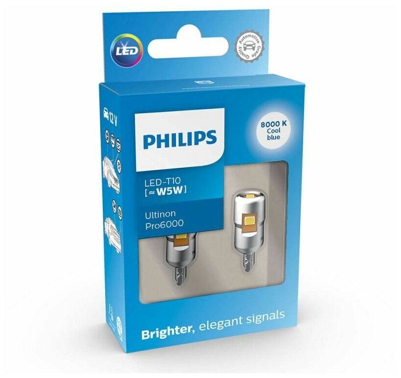 PHILIPS автолампа W5W LED WHITE 11961 XU60 12V X2 11961XU60X2