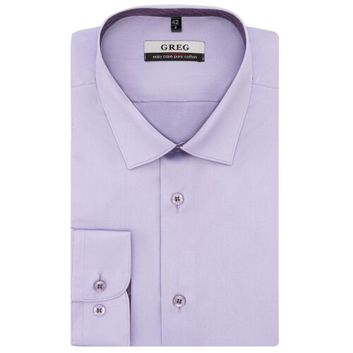 фото Рубашка мужская длинный рукав greg 720/231/174/z/1p_gb, полуприталенный силуэт / regular fit, цвет сиреневый, рост 174-184, размер ворота 44