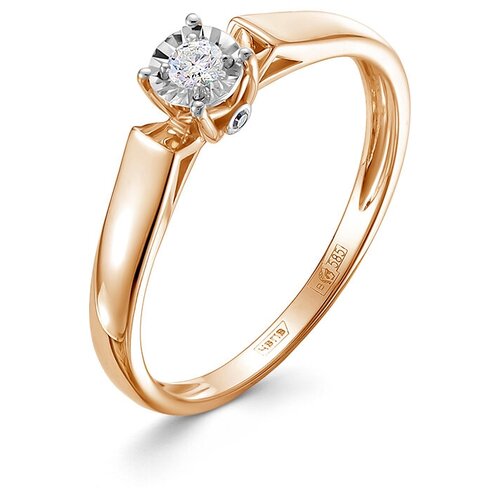 Кольцо с 3 бриллиантами из комбинированного золота 93718 VESNA jewelry, размер 16.5