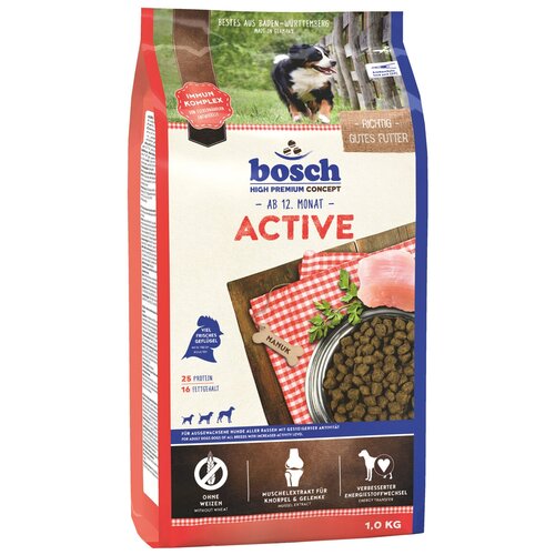 Сухой корм для собак Bosch Active, для активных животных 1 уп. х 1 шт. х 1 кг сухой корм для собак зоогурман active life для активных животных телятина 1 уп х 1 шт х 1 2 кг