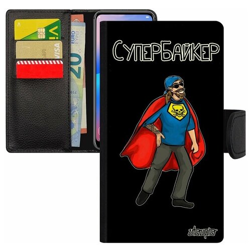 фото Чехол-книжка на смартфон mi 8 lite, "супербайкер" комикс шутка utaupia