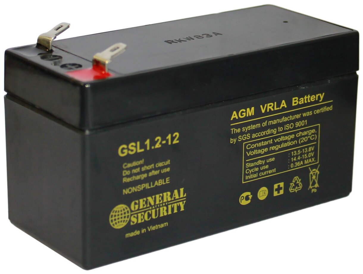 Аккумулятор General Security GSL 1.2-12 (12В 1.2Ач / 12V 1.2Ah)