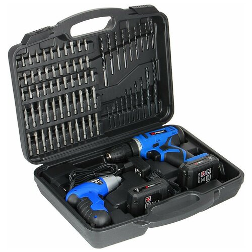 Рокот Набор инструментов шуруповерт 12В отвертка 48 В 83 предмета кейс 5917₽