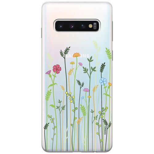 Ультратонкий силиконовый чехол-накладка Transparent для Samsung Galaxy S10 с 3D принтом Flowers & Fern ультратонкий силиконовый чехол накладка transparent для samsung galaxy a41 с 3d принтом flowers