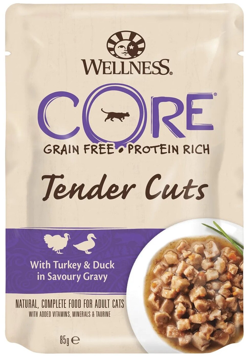 Wellness CORE TENDER CUTS паучи из индейки с уткой в виде нарезки в соусе для кошек 85гр