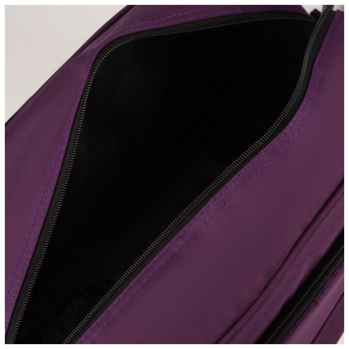 Сумка дорожная на молнии, 2 наружных кармана, держатель для чемодана, длинный ремень, цвет фиолетовый - фотография № 6