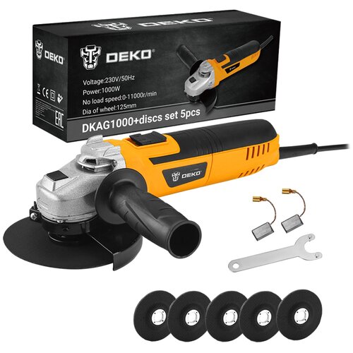 Углошлифовальная машина УШМ DEKO DKAG1000 063-4290 с набором дисков 5 штук 250000₽