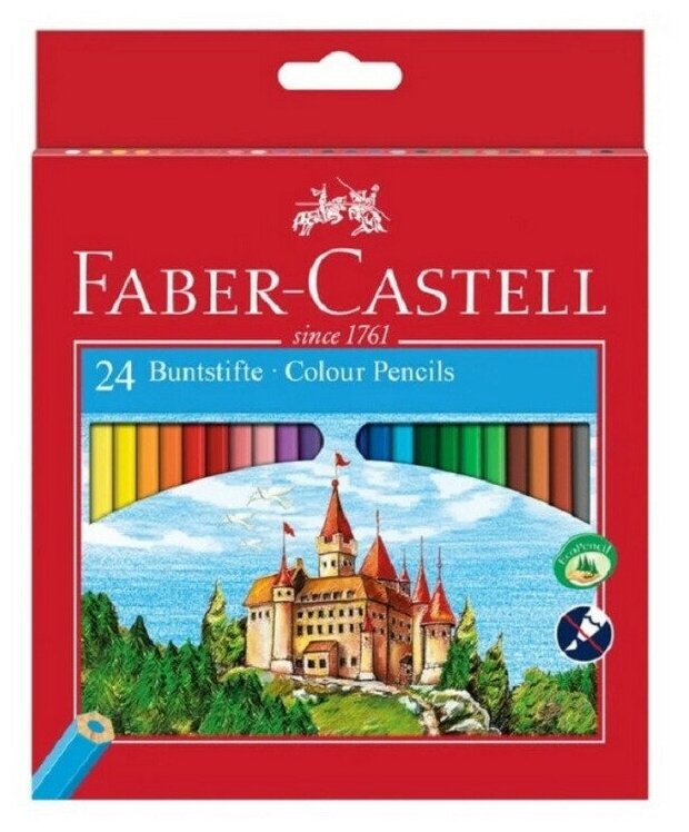Карандаши цветные Faber-Castell Grip Eco Замок 24 цвета с точилкой