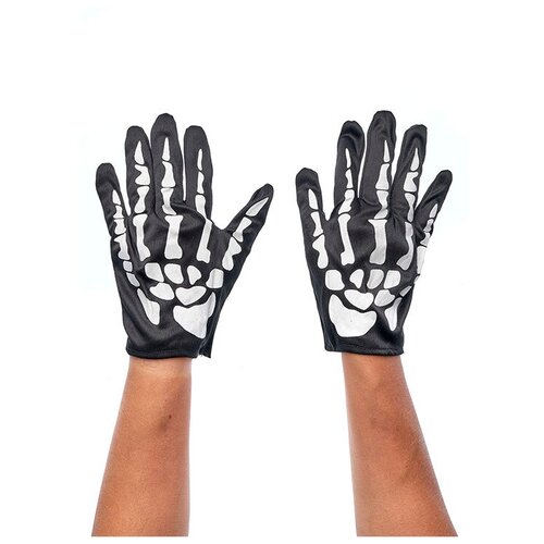 фото Перчатки "скелет" короткие, длина 23 см, размер 6-9 (цв: черный-белый ) артэ