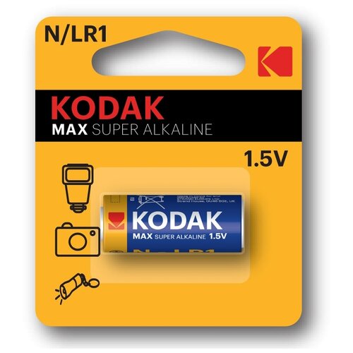 Батарейка Kodak Max Super Alkaline N/LR1, в упаковке: 1 шт. батарейка kodak max super alkaline ag10 в упаковке 50 шт