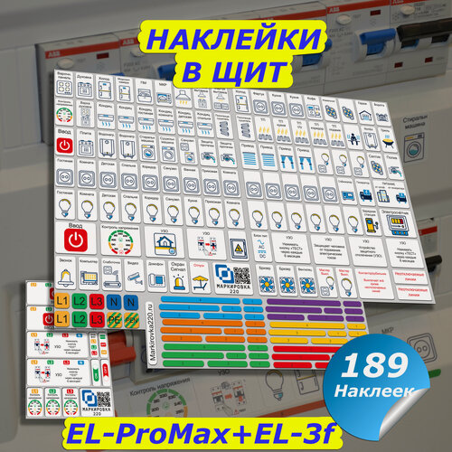 Изображение товара Набор наклеек для электрических автоматов в квартире и доме ProMax+ 3F