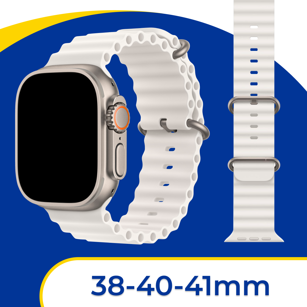 Силиконовый ремешок для Apple Watch 1-8 SE 38 40 41 мм / Спортивный браслет на смарт часы Эпл Вотч 1 2 3 4 5 6 7 8 и СЕ / Синий