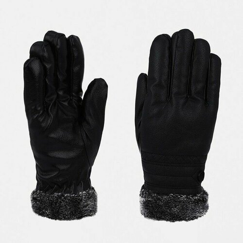 фото Перчатки мужские, безразмерные, с утеплителем, цвет чёрный made in china
