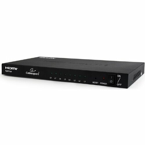 Разветвитель Cablexpert HDMI , HD19F/8x19F, 1 компьютер => 8 мониторов, Full-HD, 3D, 1.4v разветвитель cablexpert hdmi hd19f 8x19f 1 компьютер