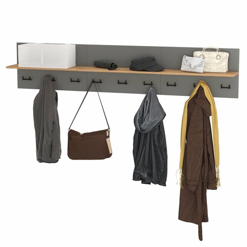 Широкая вешалка для верхней одежды Моби Октава белый серый графитдуб крафт золотой 4671₽