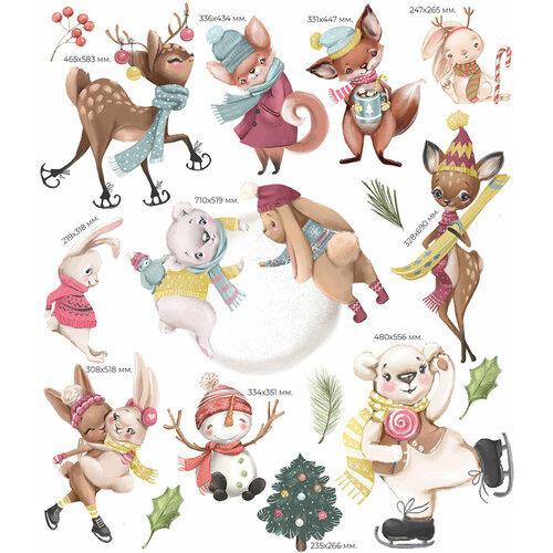 Наклейки интерьерные на стену Cute winter