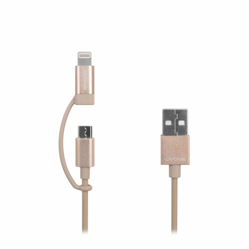 Capdase - кабель для быстрой зарядки и передачи данных 2 в 1 USB - Lightning/Micro USB 18 см, золотистый