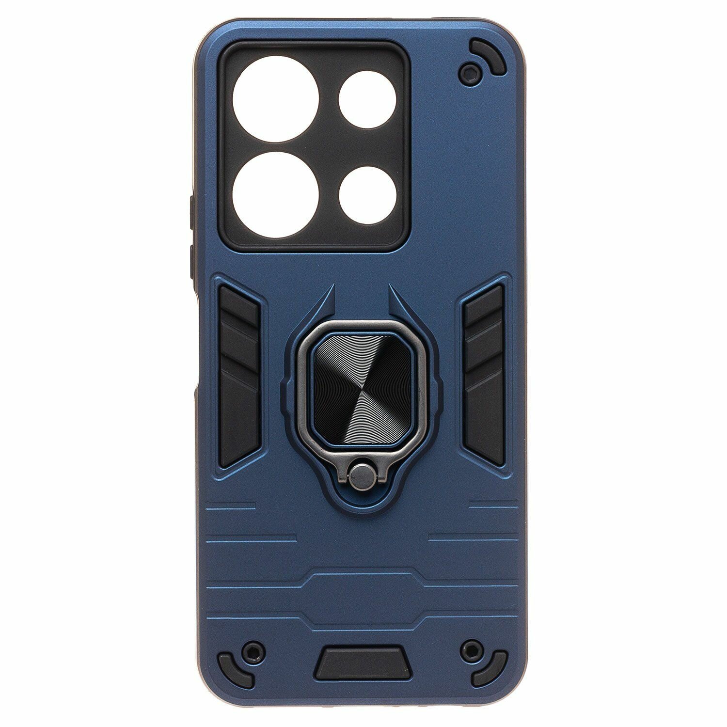 Ударопрочный чехол с кольцом для Infinix Note 30i/ бампер с защитой камеры/ Трансформация в подставку / синий