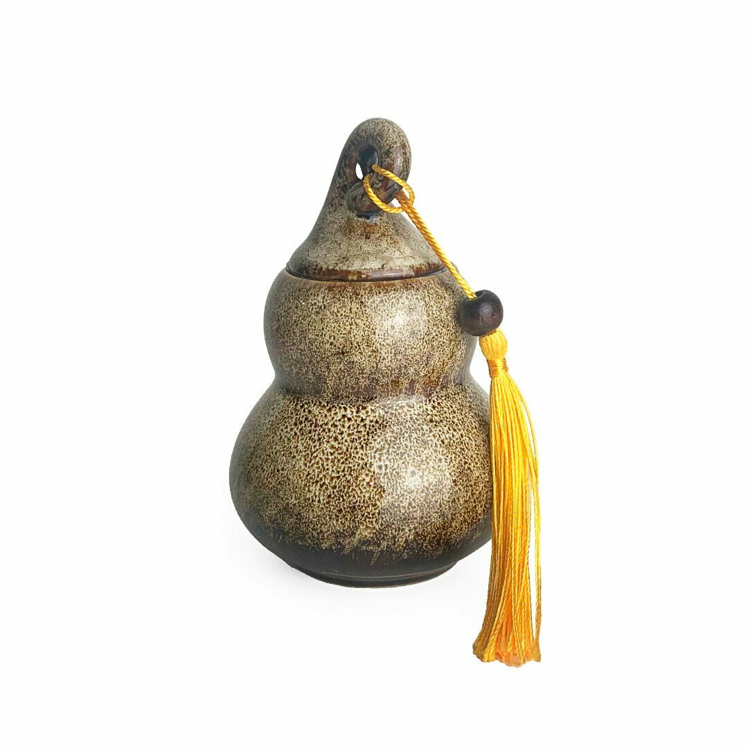 Чайница керамическая - Тыква горлянка (278215), средняя, бежевая, Китай