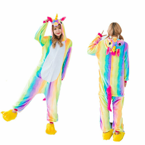 ГорячиеПижамы для животных фланелевый спальный мешок свободный цельный костюм кемпинговый Радужный пони Размер XL 399900₽