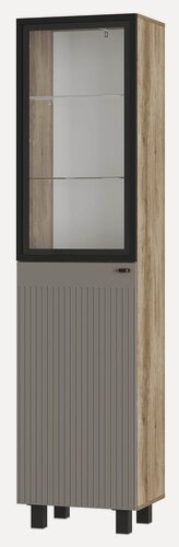 Изображение товара Пенал Мебелони "Олива", ЛДСП/МДФ, Дуб Каньон, MF14 Муссон, 50x38x202 см