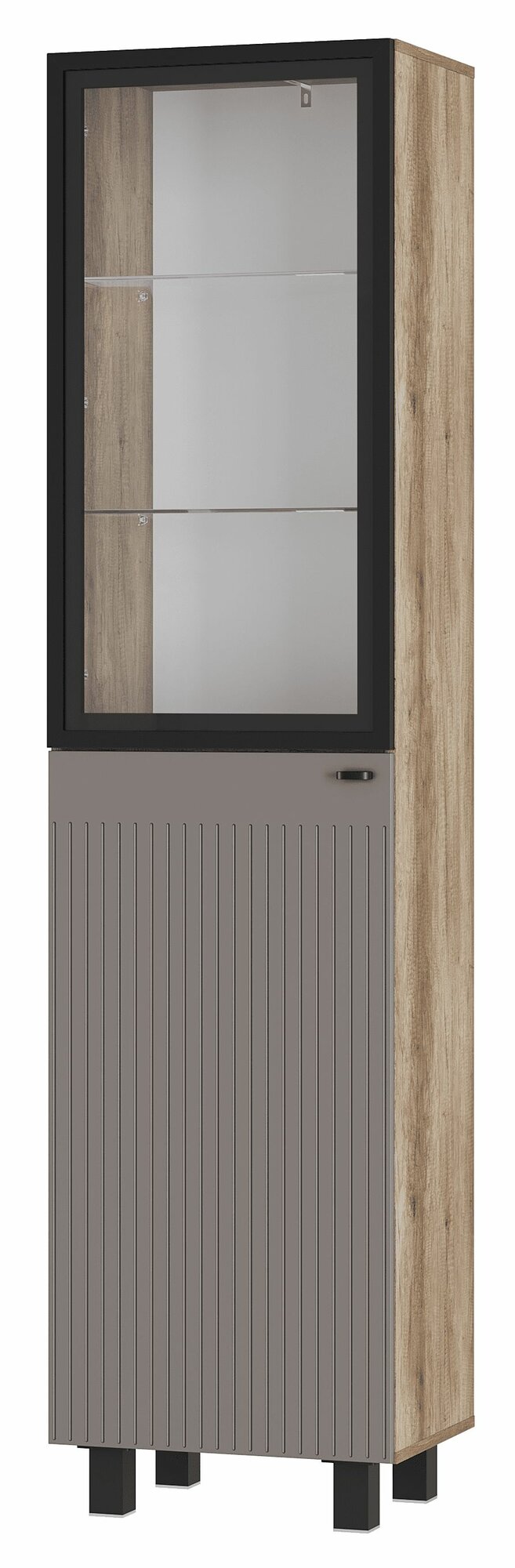 Пенал Мебелони "Олива", ЛДСП/МДФ, Дуб Каньон, MF14 Муссон, 50x38x202 см