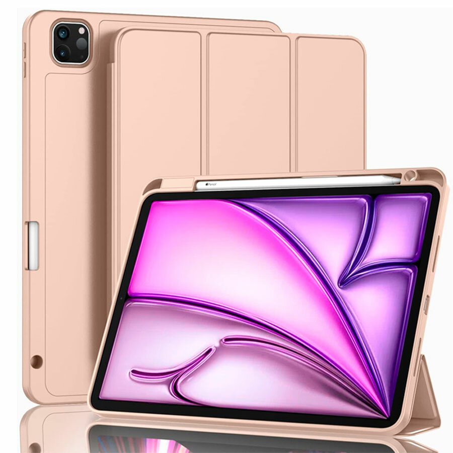 Чехол для планшета Apple iPad Air 13" M2 (2024), iPad Pro 12.9" (2022, 2021, 2020), держатель для стилуса, золотисто-розовый