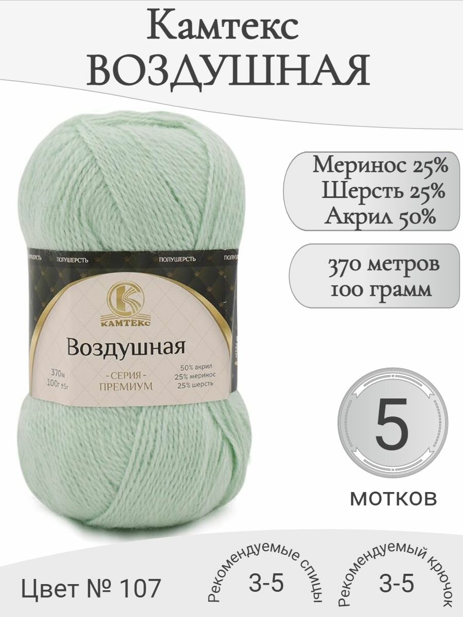 Пряжа Воздушная Камтекс, 107-ментол